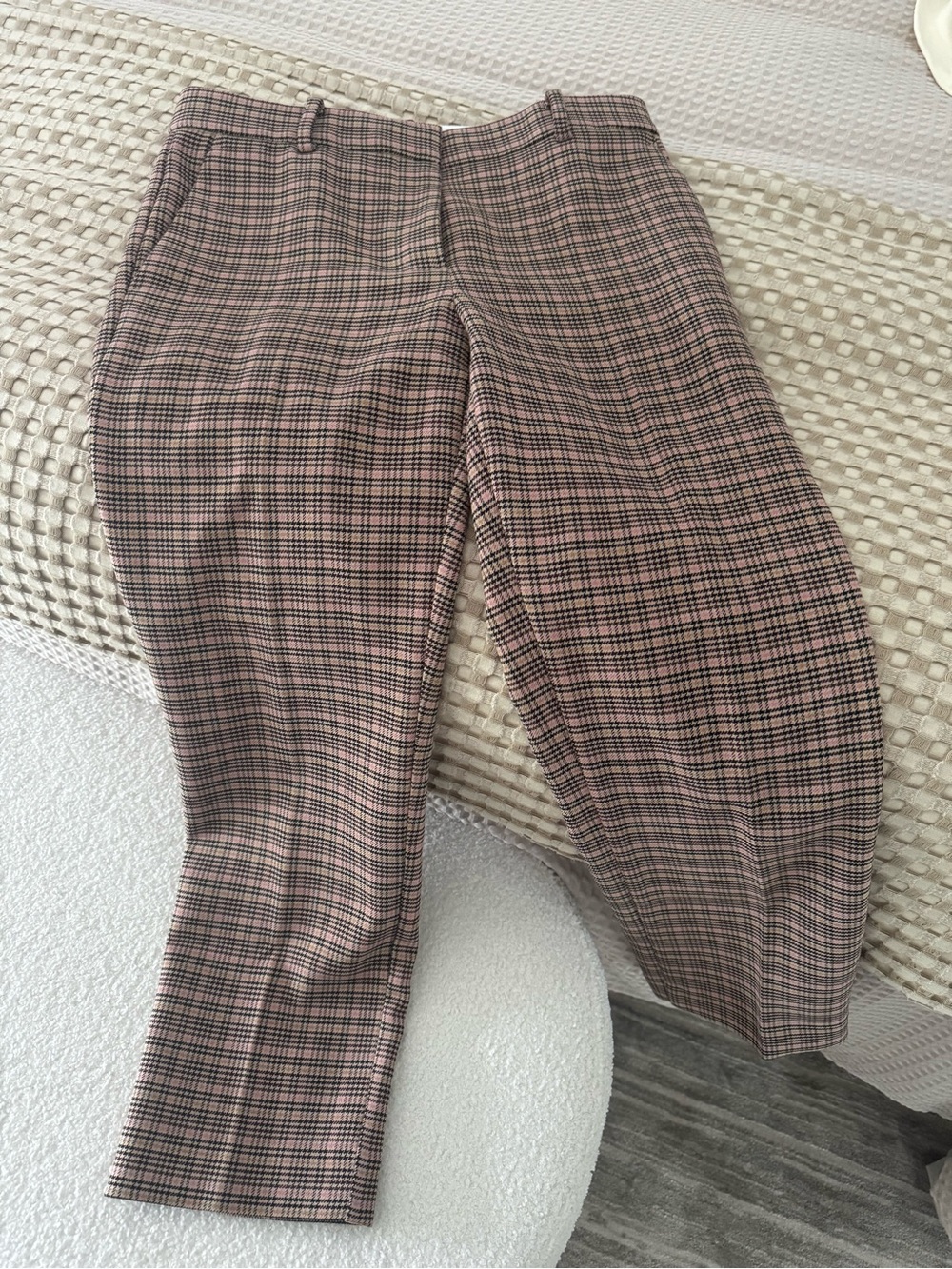 Ann Taylor Pink and Black Plaid Boot Cut Pants